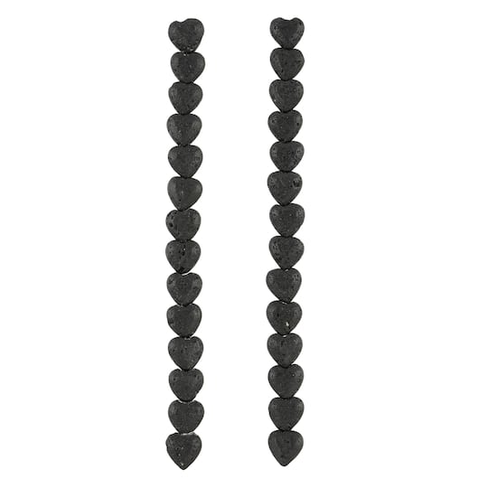 12 Pack: Black Lava Heart Beads, 10mm by Bead Landing™